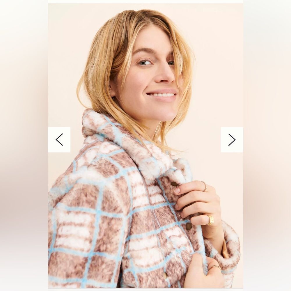 Hutch for Free People Plaid Faux Fur Shirt Jacket, Large - Picture 4 of 13